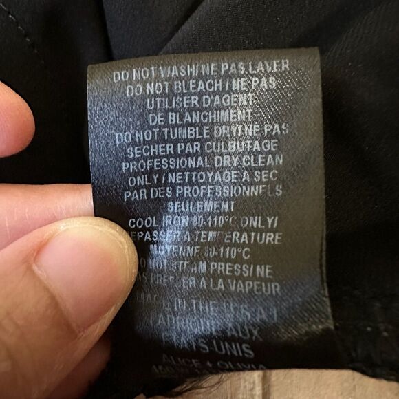 ALICE + OLIVIA Employed Straight Leg Trouser Pants Flat Front in Black - Picture 12 of 15